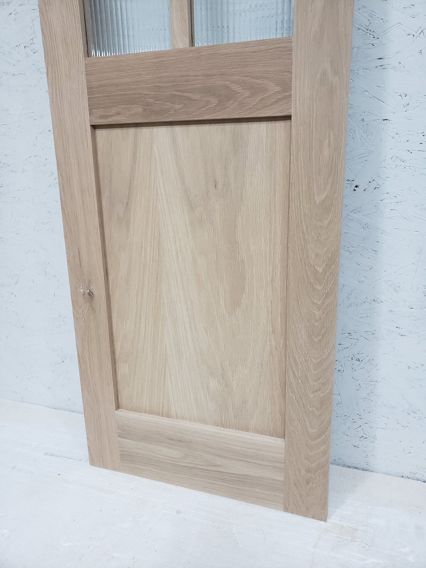 Solid White Oak Door, 24x80, Half Six Lite Glass with Shaker Panel