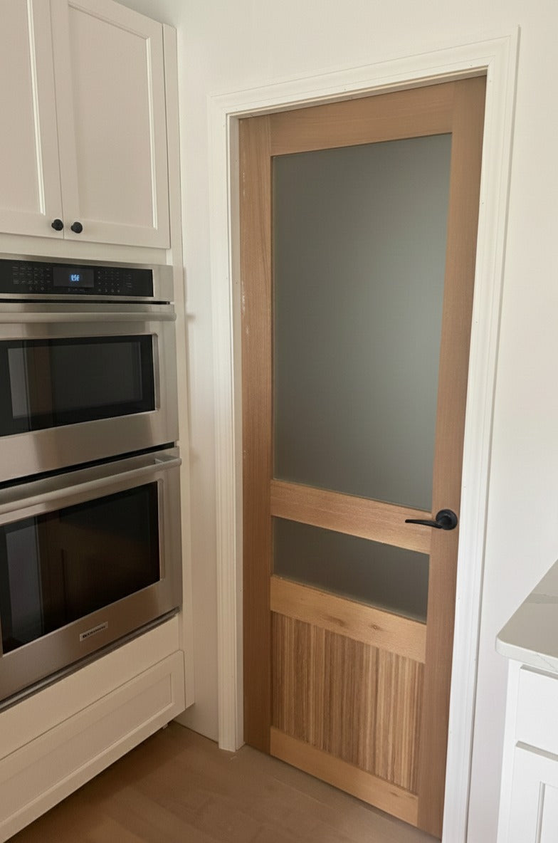 Fluted Panel Interior Door with Half Lite Glass | Custom Wood & Texture