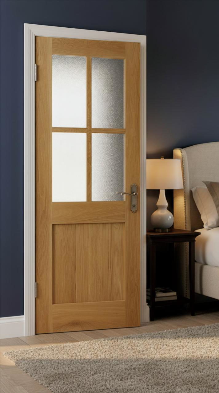 Four Lite Glass Shaker Panel Door | Modern & Transitional Interior Design