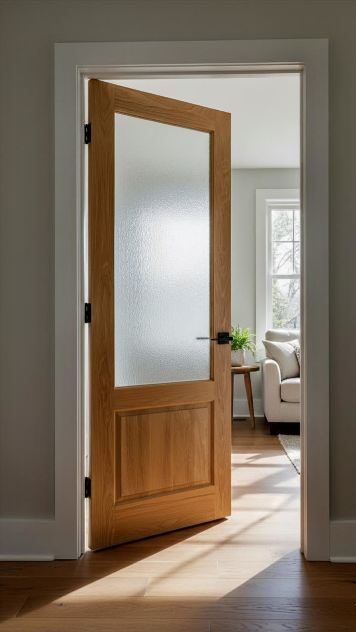 Low Half Lite Raised Panel Interior Door | Modern Farmhouse Light Flow