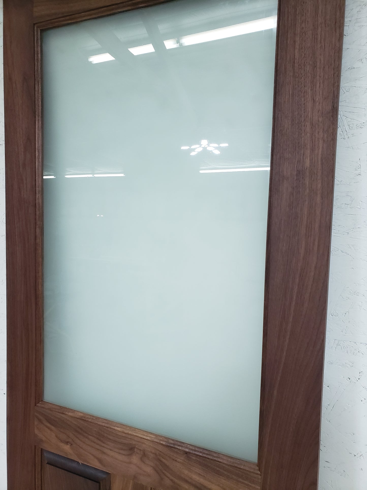 Solid Walnut Door, 32x80, Half Glass Narrow Raised Panel