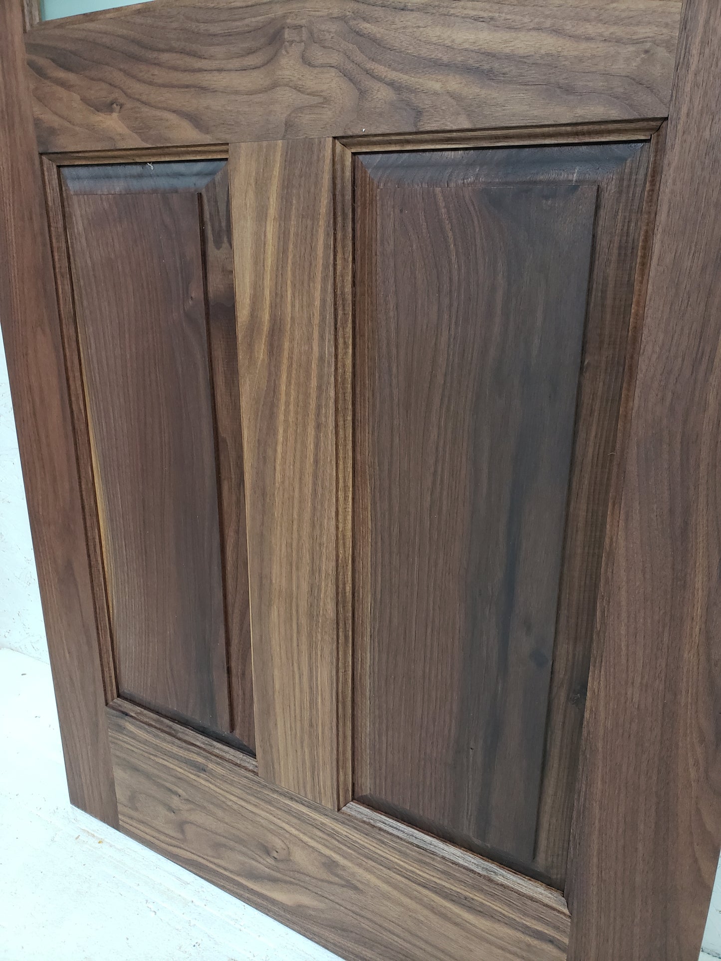 Solid Walnut Door, 32x80, Half Glass Narrow Raised Panel