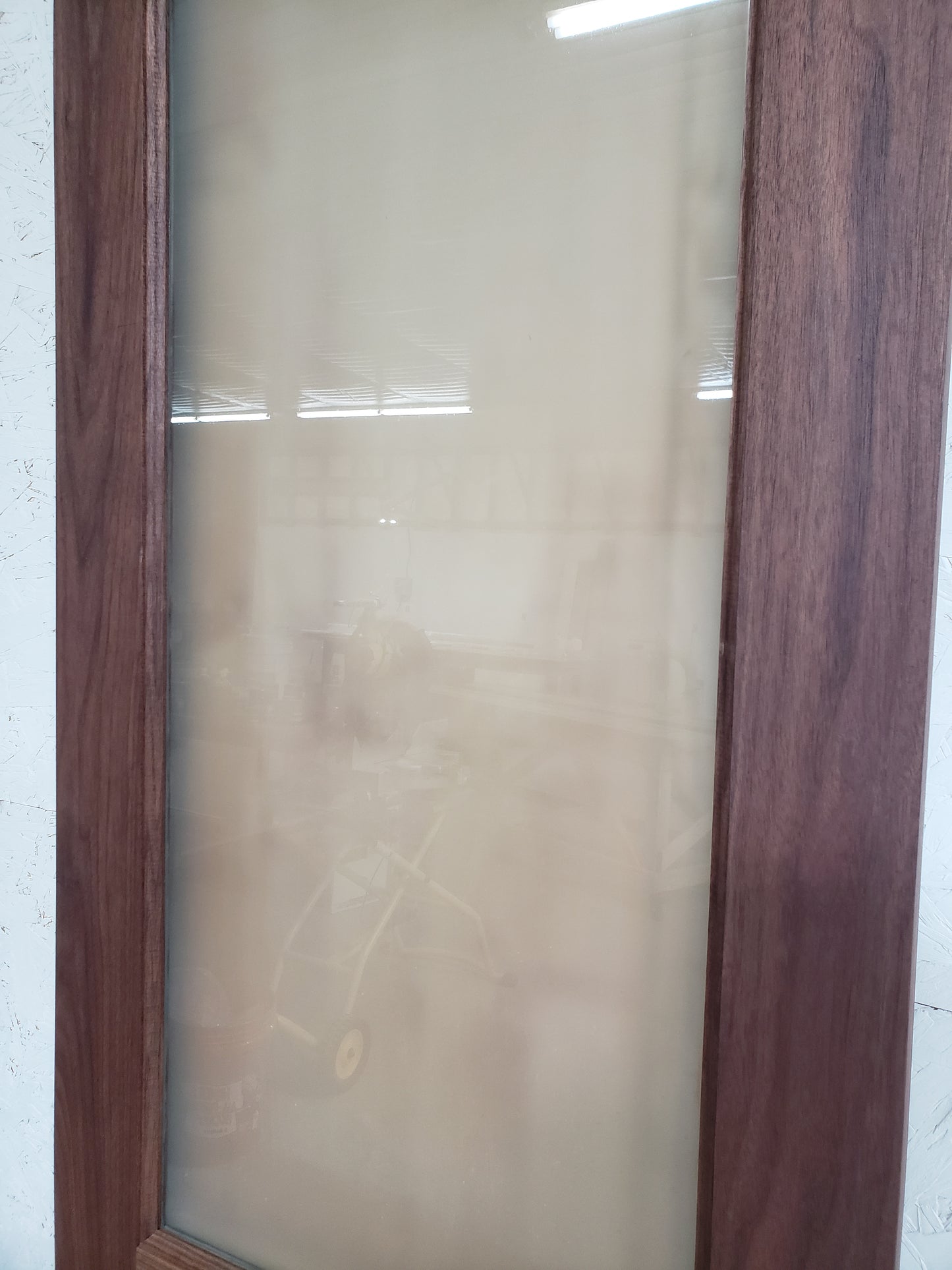 Solid Walnut Door, 24x80, Half Glass Narrow Raised Panels