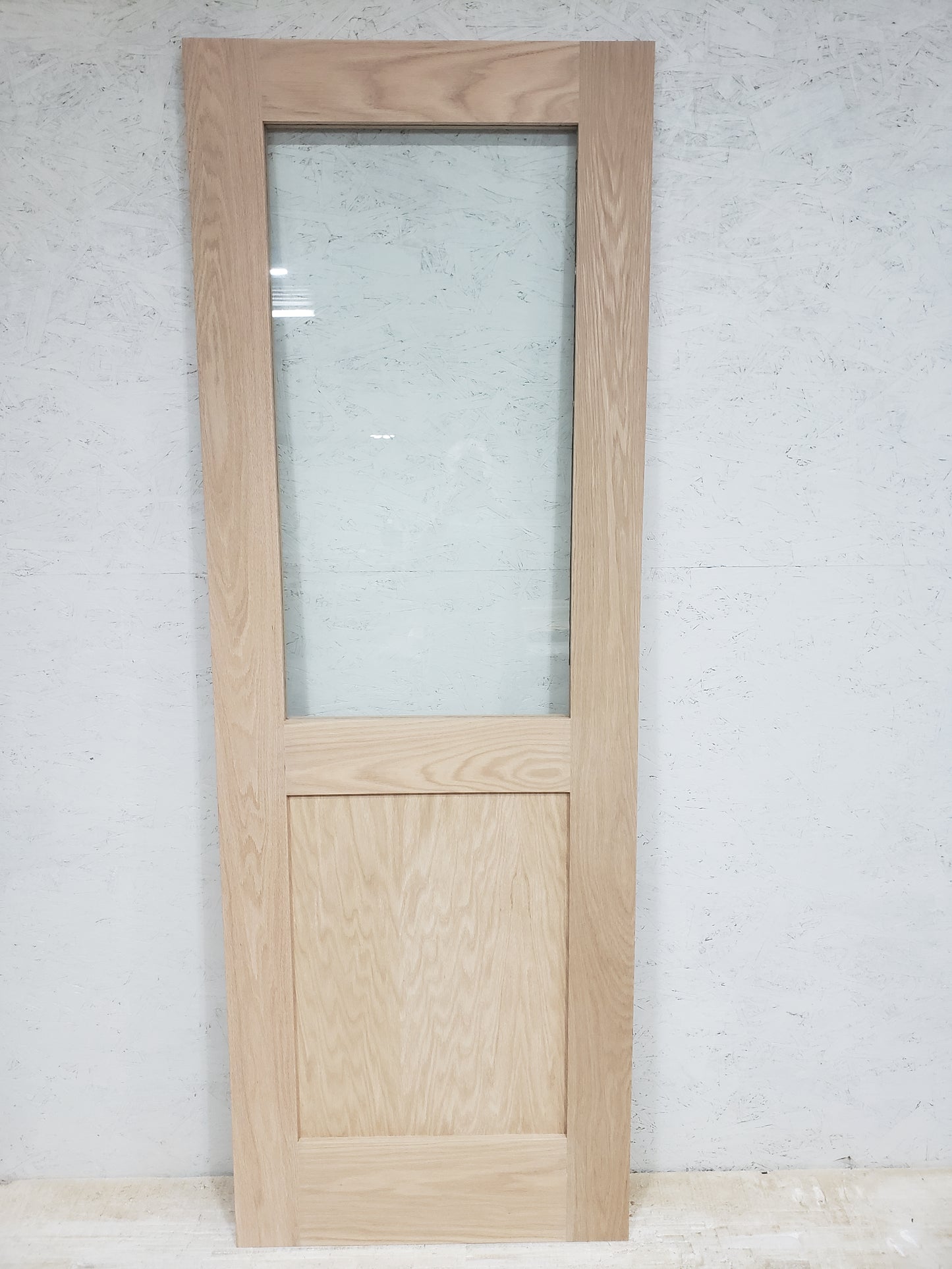 Solid Red Oak Door, 28x80, Half Lite Shaker Door