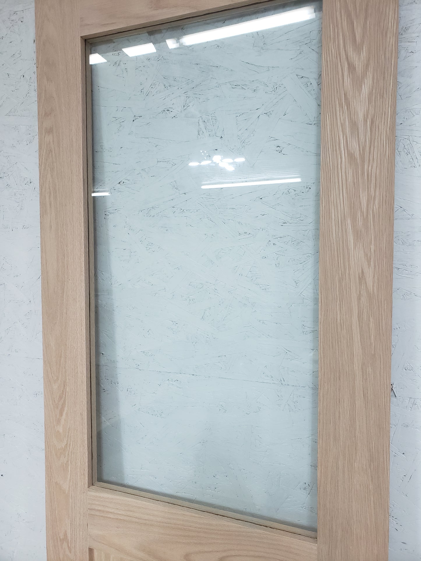 Solid Red Oak Door, 28x80, Half Lite Shaker Door
