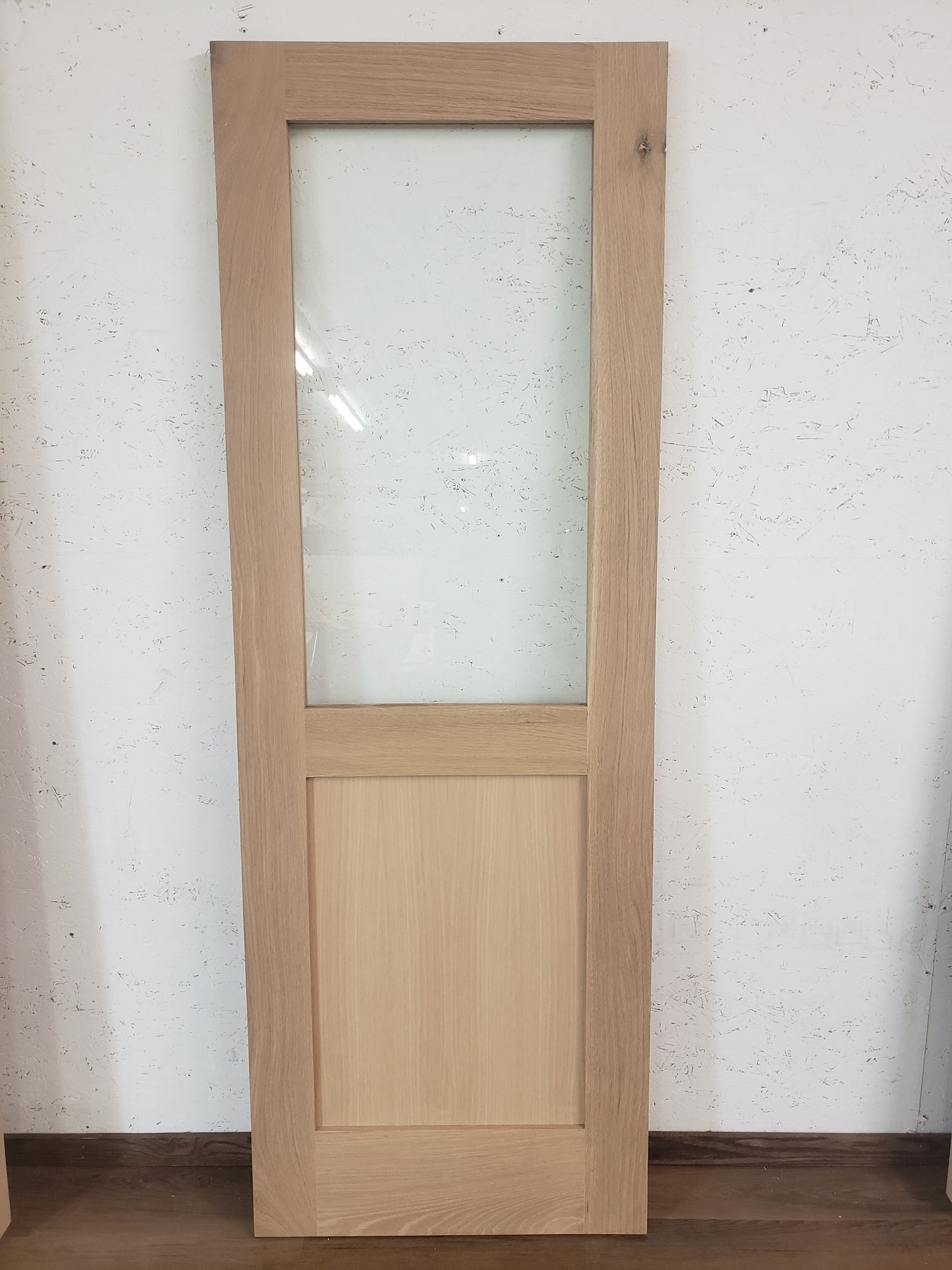 Solid Rift Sawn White Oak Door, 28x80, Half Lite Shaker Door
