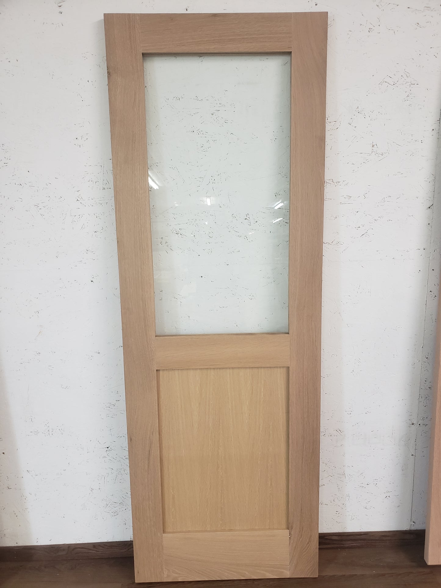 Solid Rift Sawn White Oak Door, 28x80, Half Lite Shaker Door