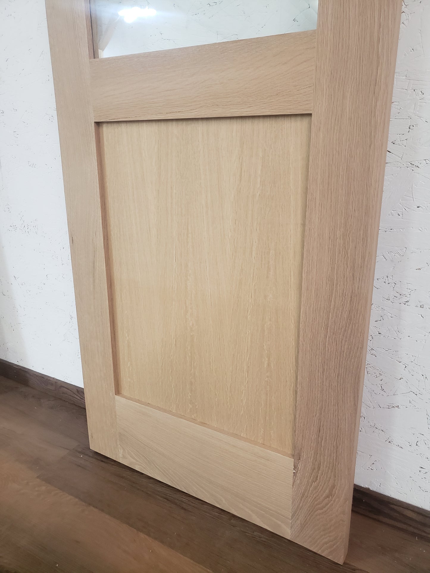 Solid Rift Sawn White Oak Door, 28x80, Half Lite Shaker Door