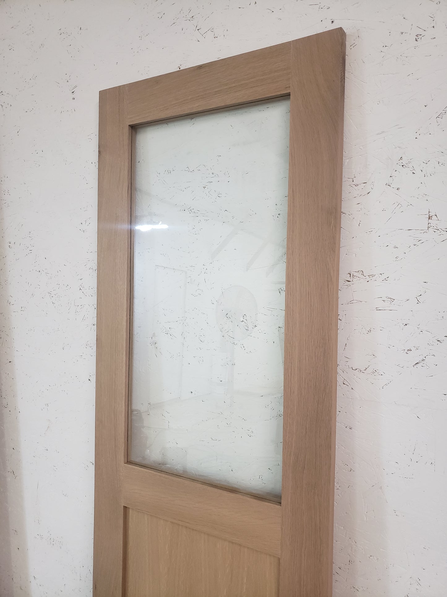 Solid Rift Sawn White Oak Door, 28x80, Half Lite Shaker Door