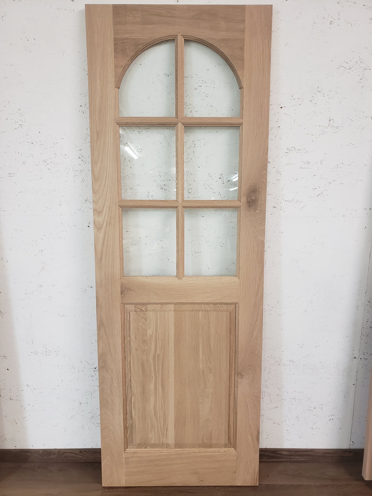 Solid Arch White Oak Door, 28x80, Half Six Lite Door