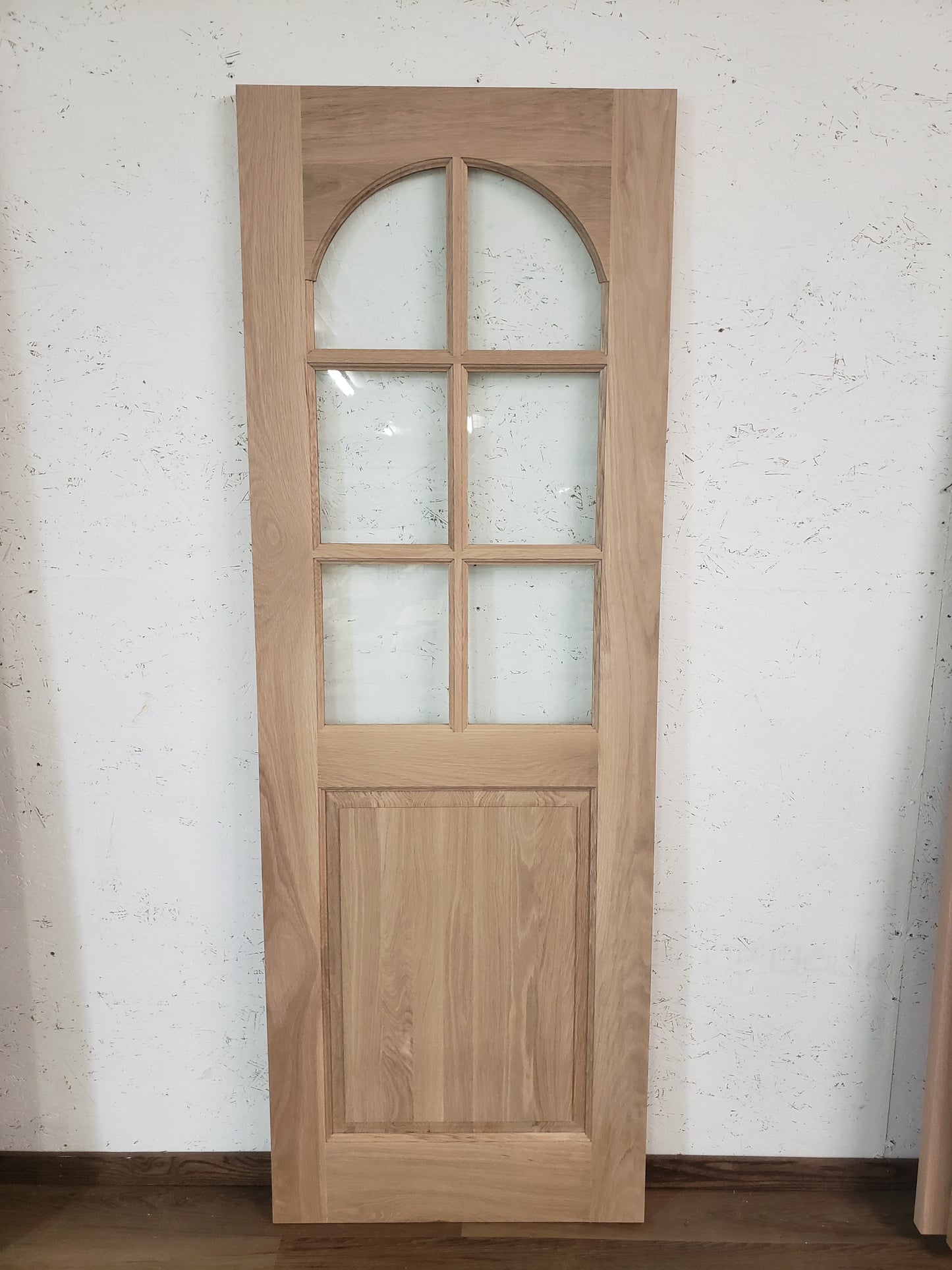 Solid Arch White Oak Door, 28x80, Half Six Lite Door