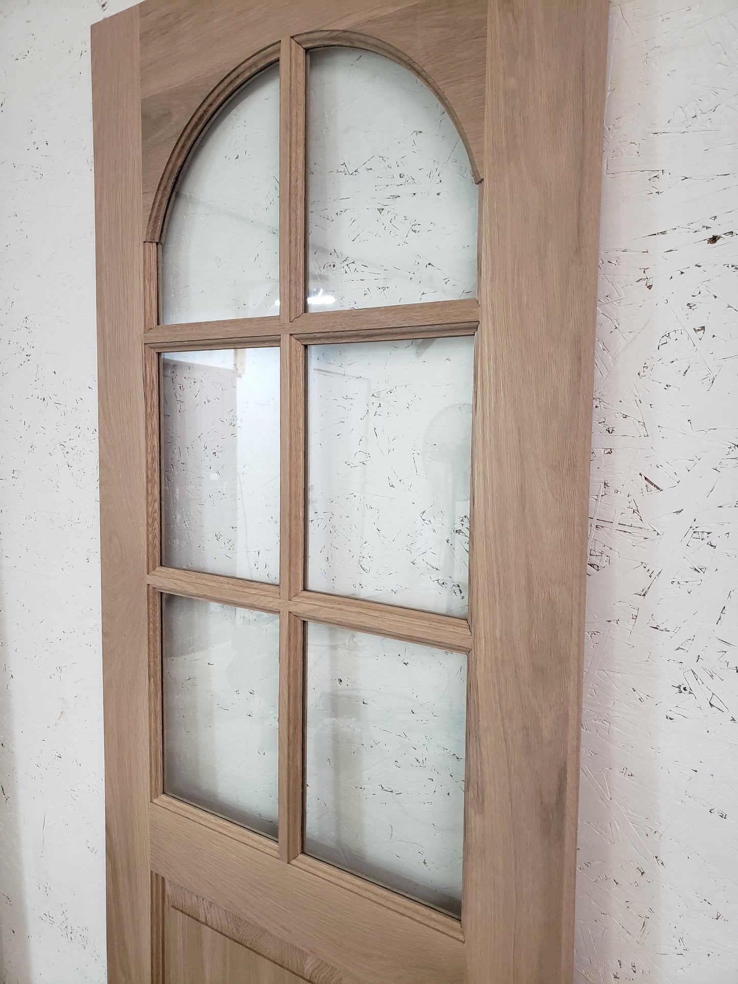 Solid Arch White Oak Door, 28x80, Half Six Lite Door