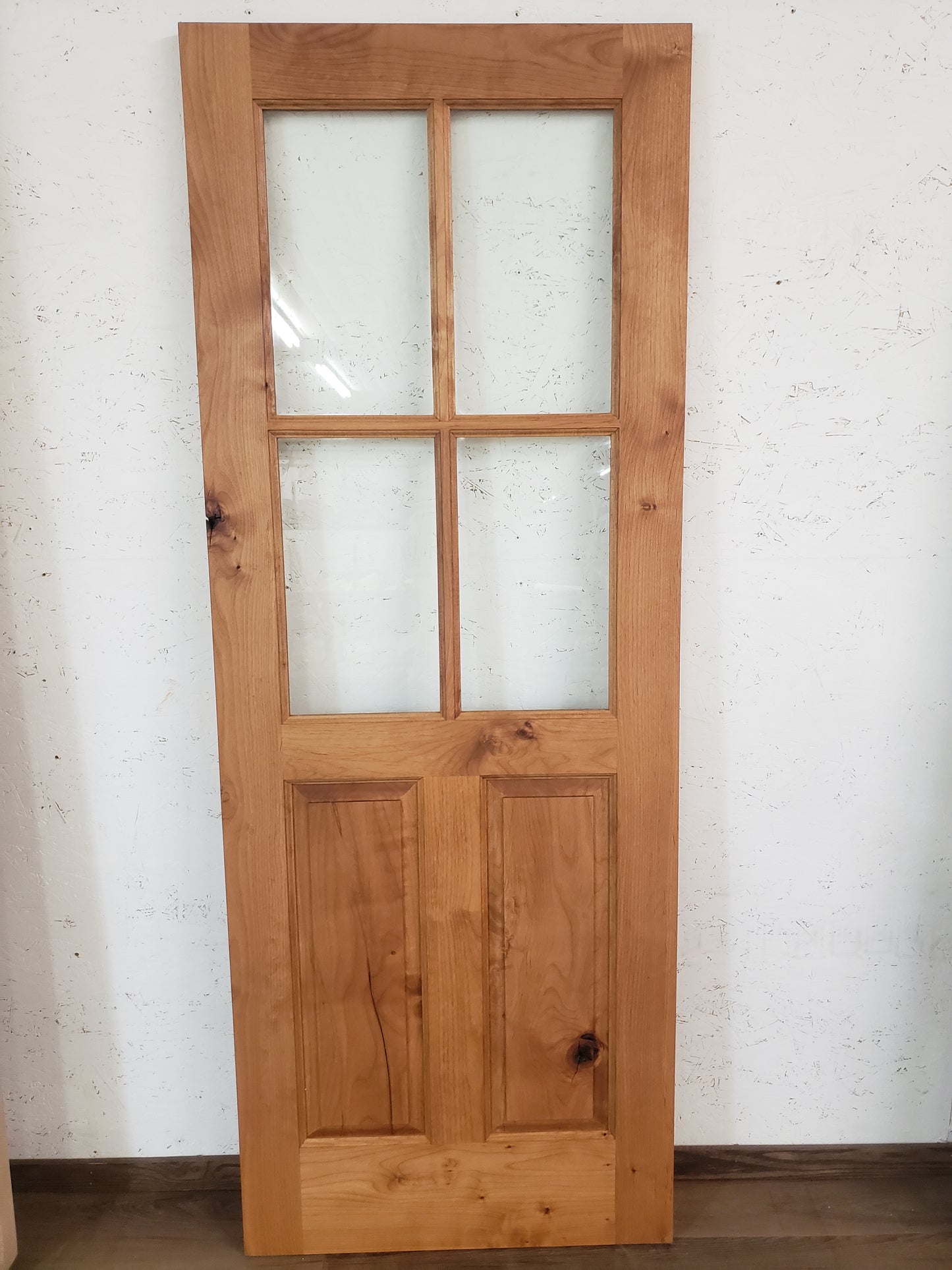 Solid Alder Wood Door, 30x80, Half Four Lite Door