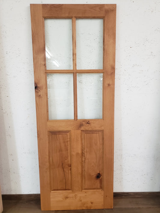 Solid Alder Wood Door, 30x80, Half Four Lite Door
