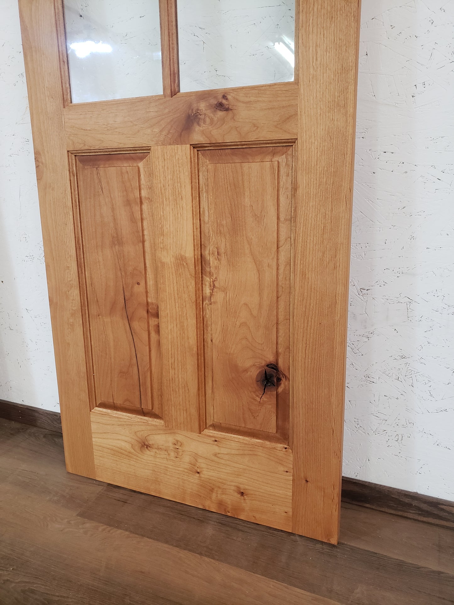 Solid Alder Wood Door, 30x80, Half Four Lite Door