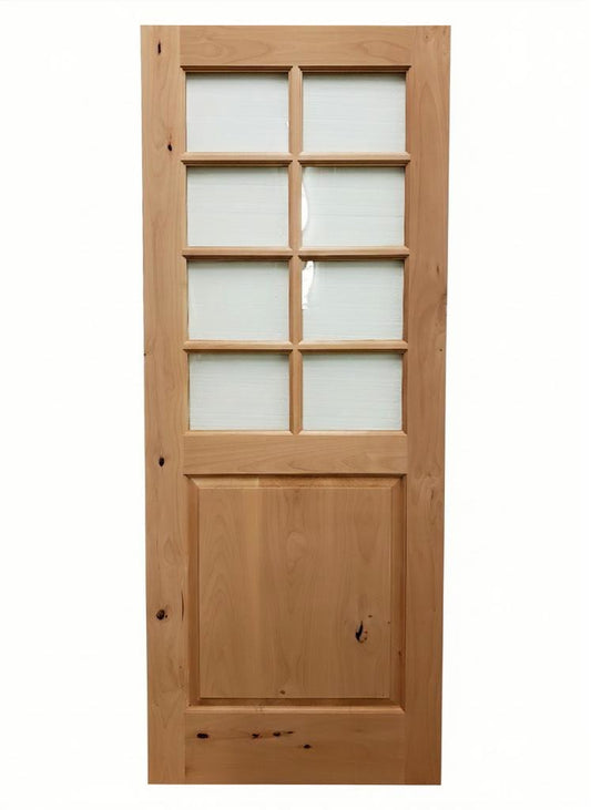 Handcrafted Eight Lite Raised Panel Door | Solid Wood & Glass Interior Door