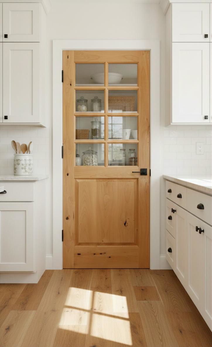 Handcrafted Eight Lite Raised Panel Door | Solid Wood & Glass Interior Door