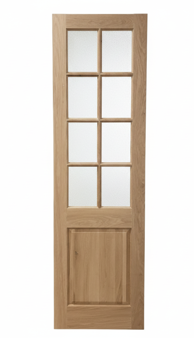 Handcrafted Eight Lite Raised Panel Door | Solid Wood & Glass Interior Door