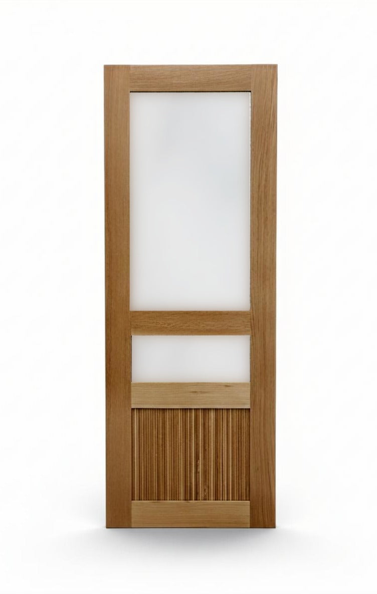 Fluted Panel Interior Door with Half Lite Glass | Custom Wood & Texture