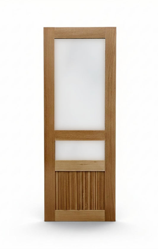 Fluted Panel Interior Door with Half Lite Glass | Custom Wood & Texture