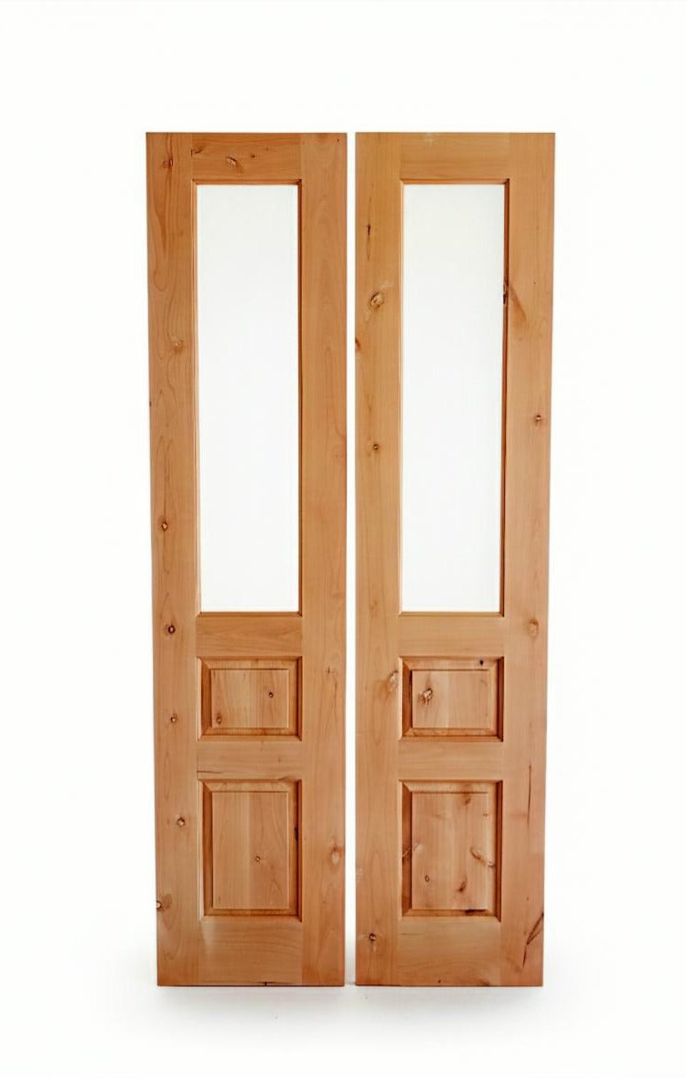 Premium Alder Half Lite Double Doors | Smooth Grain Raised Panel