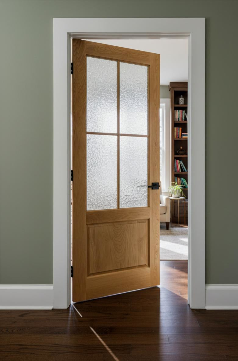 Four Lite Low Raised Panel Door | Subtle Transitional Interior Design
