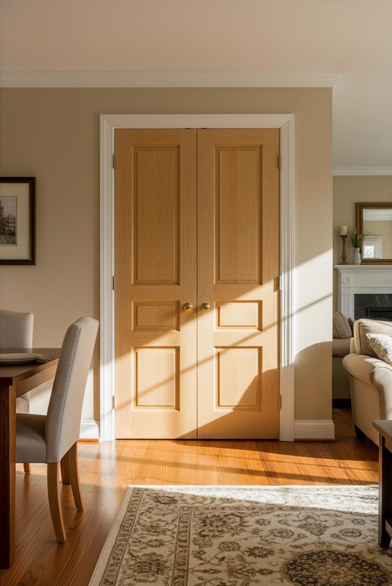 Three Raised Panel Solid Wood Interior Door | Classic Privacy Design