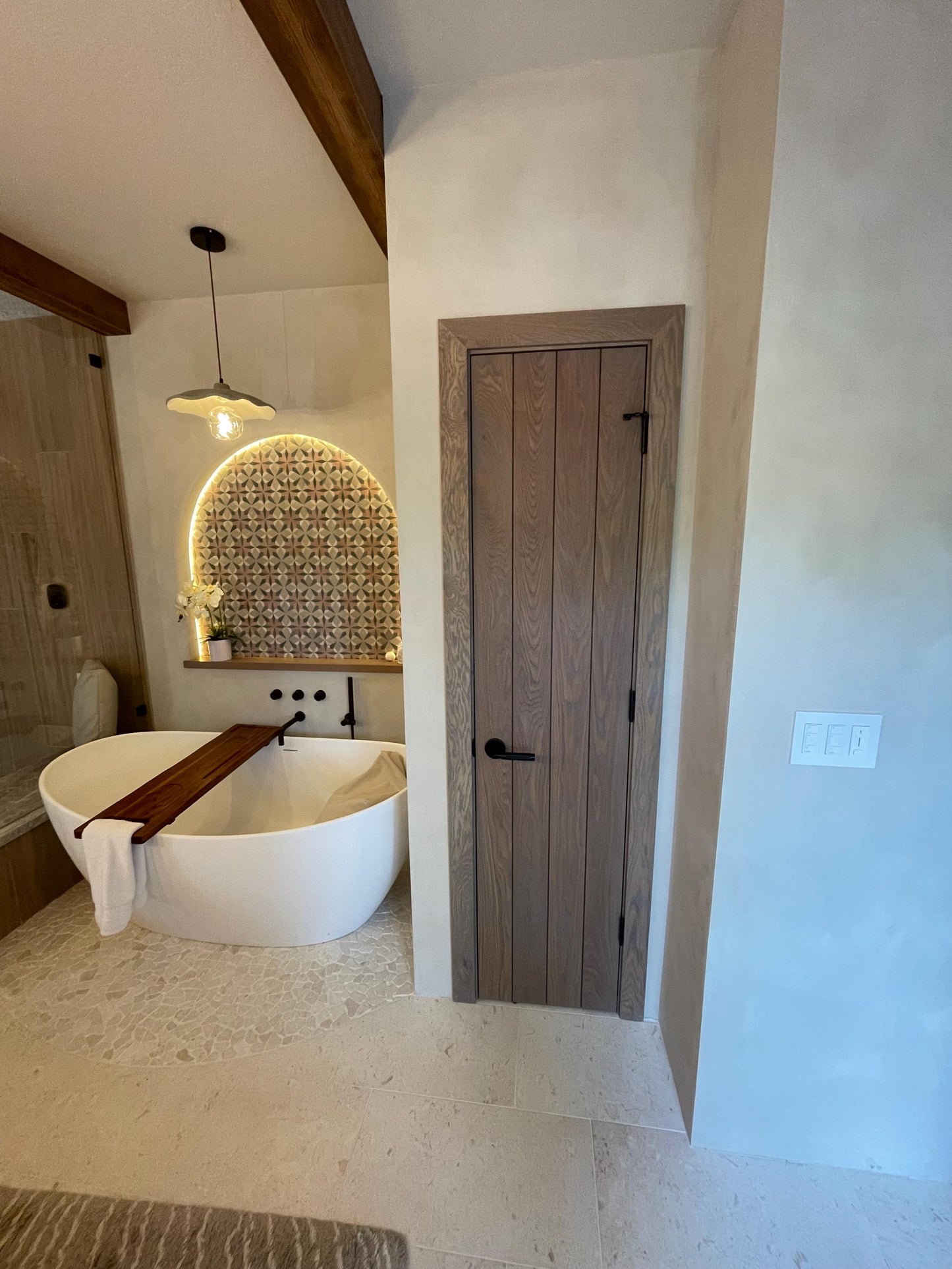 Solid White Oak Vertical Plank Door | Modern V-Groove Interior Door | Custom Vertical Grain Style