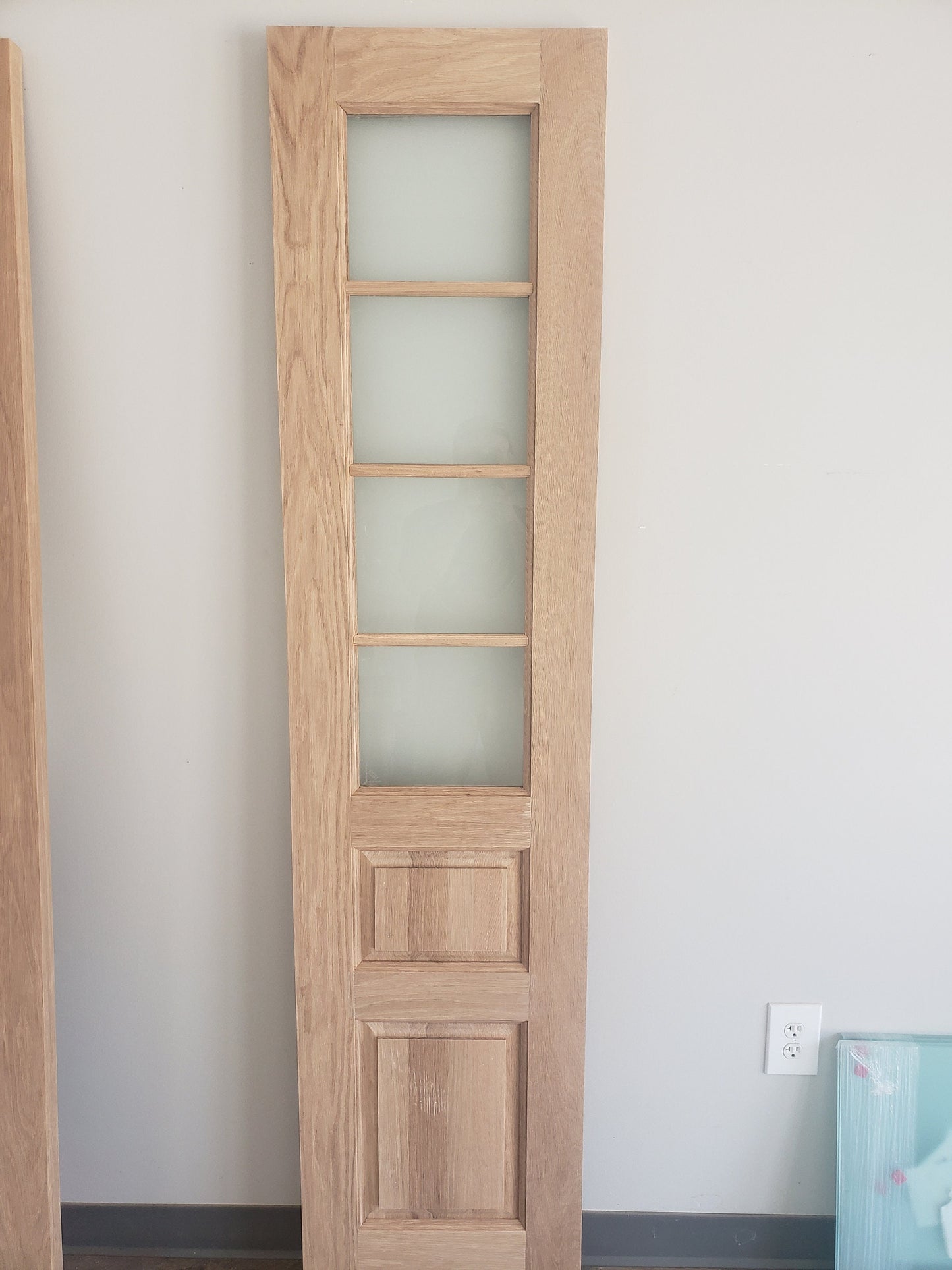 Double Raised Panel White Oak Glass Doors Four Lite